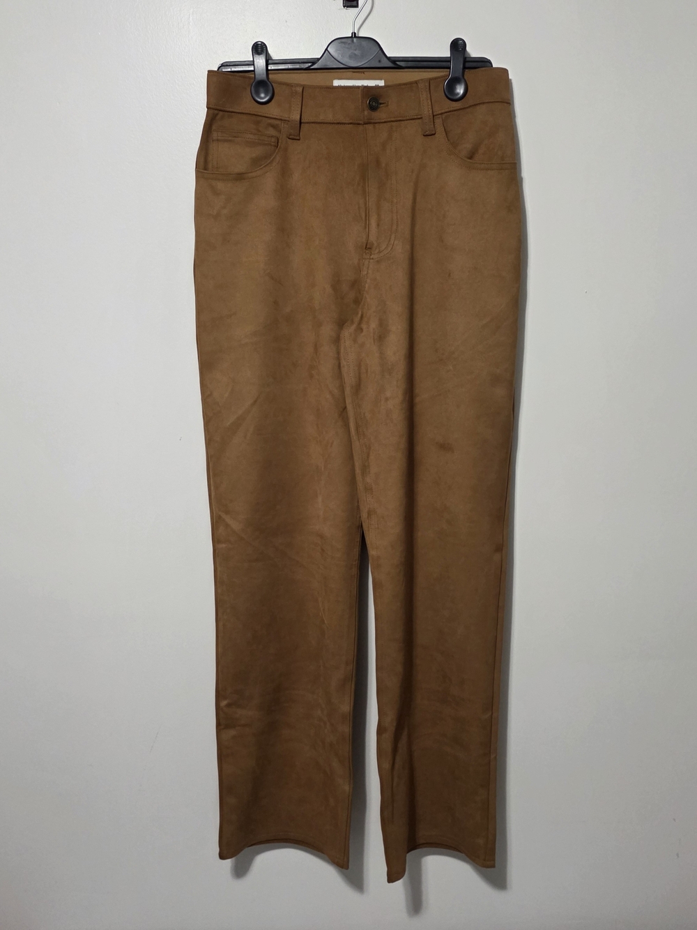 Abercrombie & Fitch Women's Wide Leg Faux Suede Pants in Tan